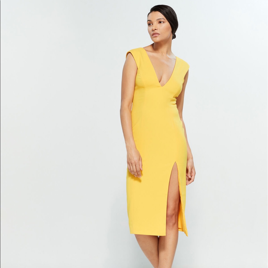 Jay Godfrey Yellow Midi Dress Nwt